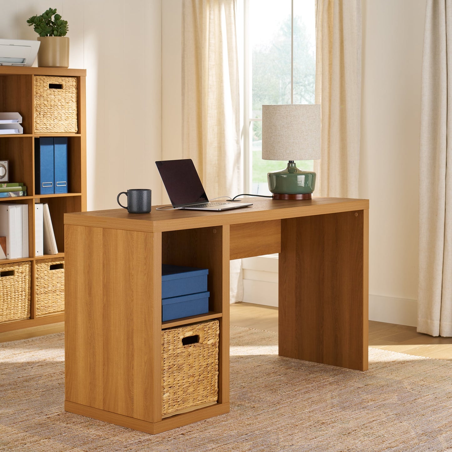 Better Homes & Gardens Cube Storage Office Desk, White Texture