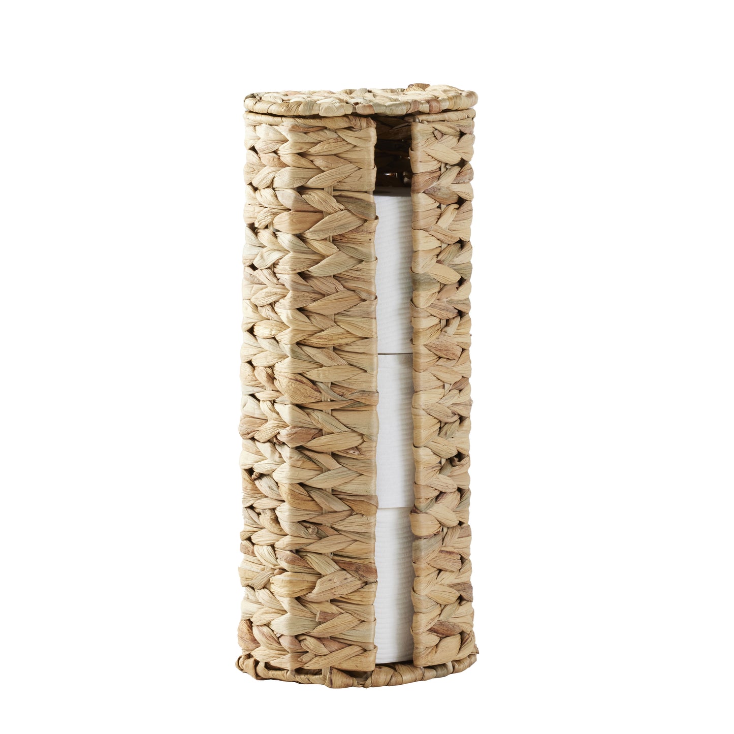 Better Homes & Gardens Floor Standing Toilet Paper Reserve with Lid, Natural Hyacinth