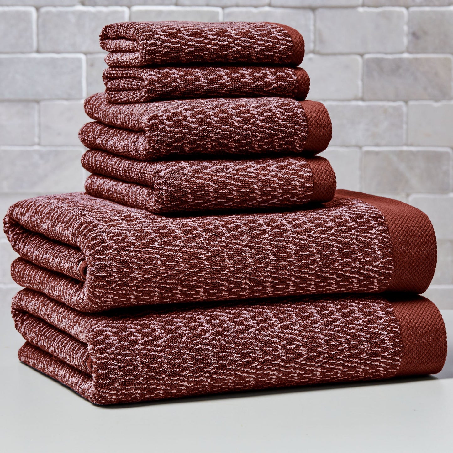 Better Homes & Gardens Signature Soft Cotton Melange 6 Piece Bath Towel Set,Deep Redwood