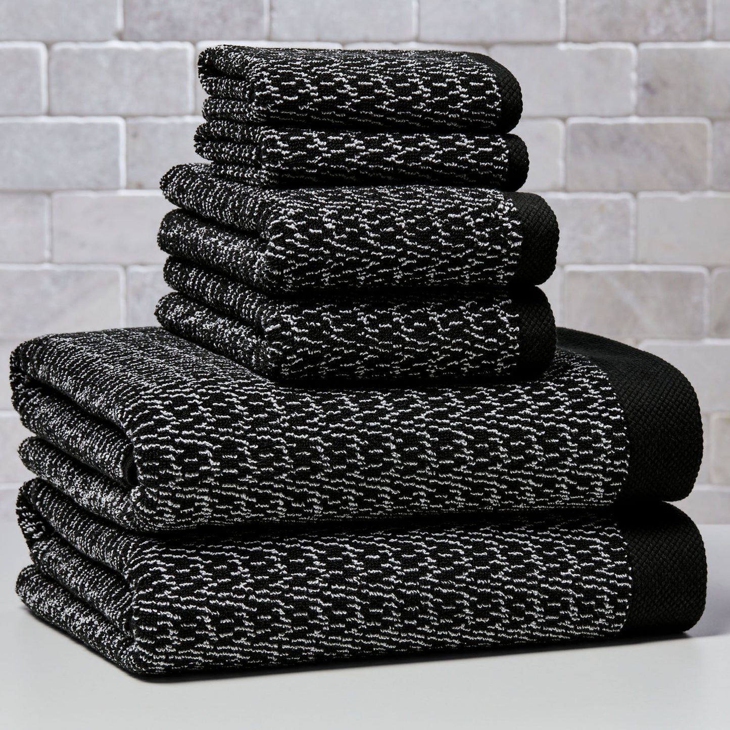 Better Homes & Gardens Signature Soft Cotton Melange 6 Piece Bath Towel Set,Rich Black