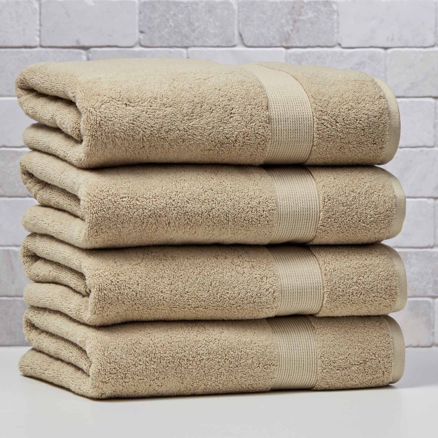 Better Homes & Gardens Signature Soft Solid Cotton 4 Piece Bath Bath Towel Set,Almond Biscuit