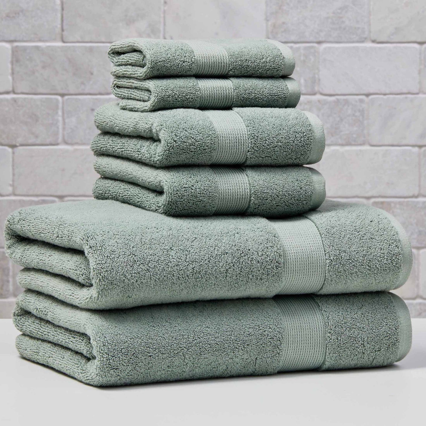 Better Homes & Gardens Signature Soft Solid Cotton 6 Piece Bath Towel Set,Green River