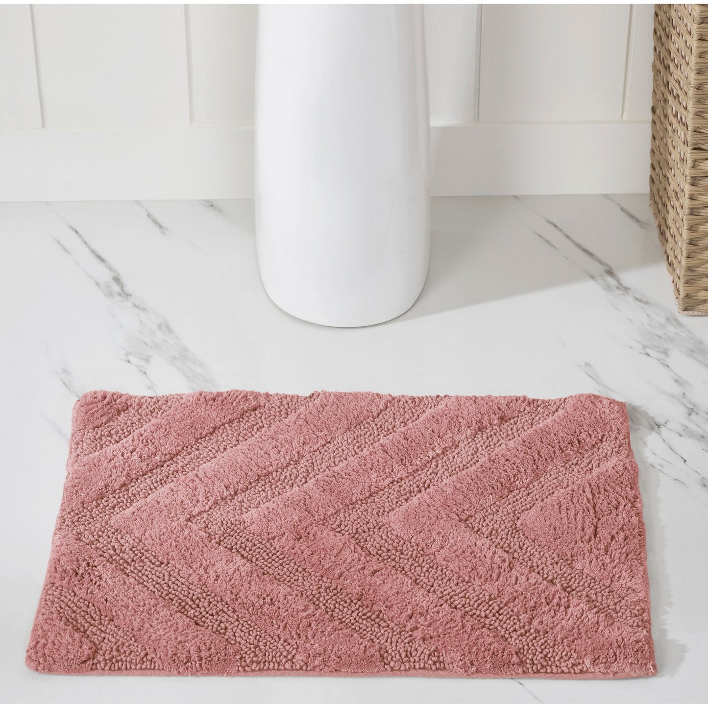 Better Trends Tapetes de Baño de 17" x 24" 100% Algodón Suaves Absorbentes de Agua Antideslizantes Tapete de Baño Lavable a Máquina Tapete (Rosa) Colección Hugo