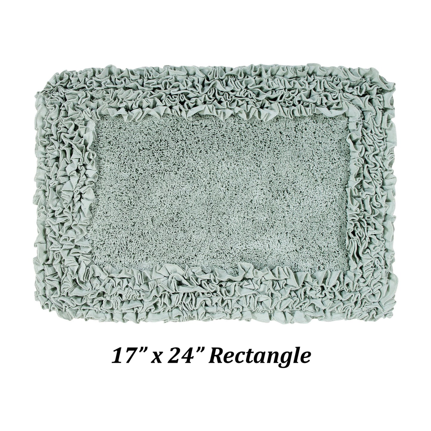 Better Trends Tapete de Baño Premium de 17" x 24" 100% Algodón, Tapete de Baño Ultrasuave, Absorbente de Agua, Borde con Volantes Antideslizante (Salvia) Colección de Bordes Peludos