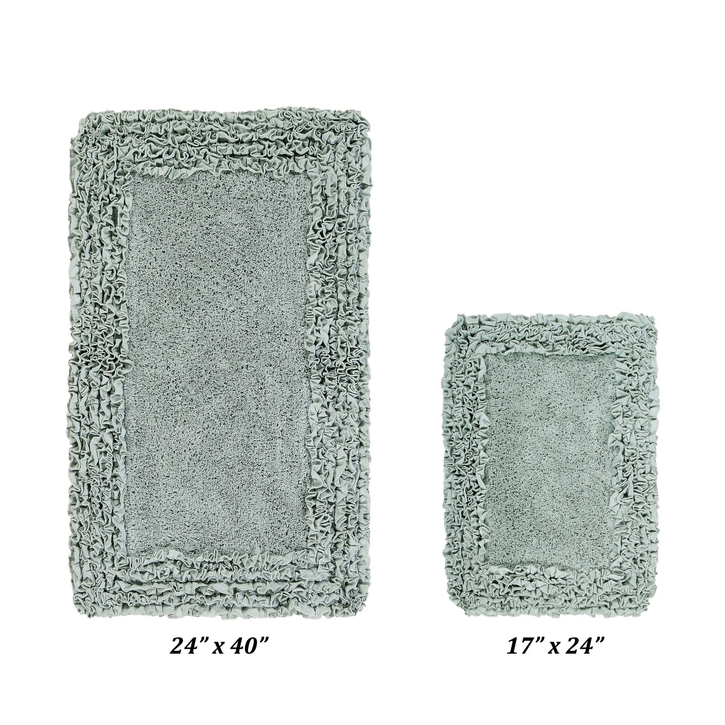 Better Trends 2 Piece Bathroom Rug Set 100% Cotton, Extra Soft, Water Absorbent & Non Slip Bath Mat, Ruffle Border, (Sage) Shaggy Border Collection