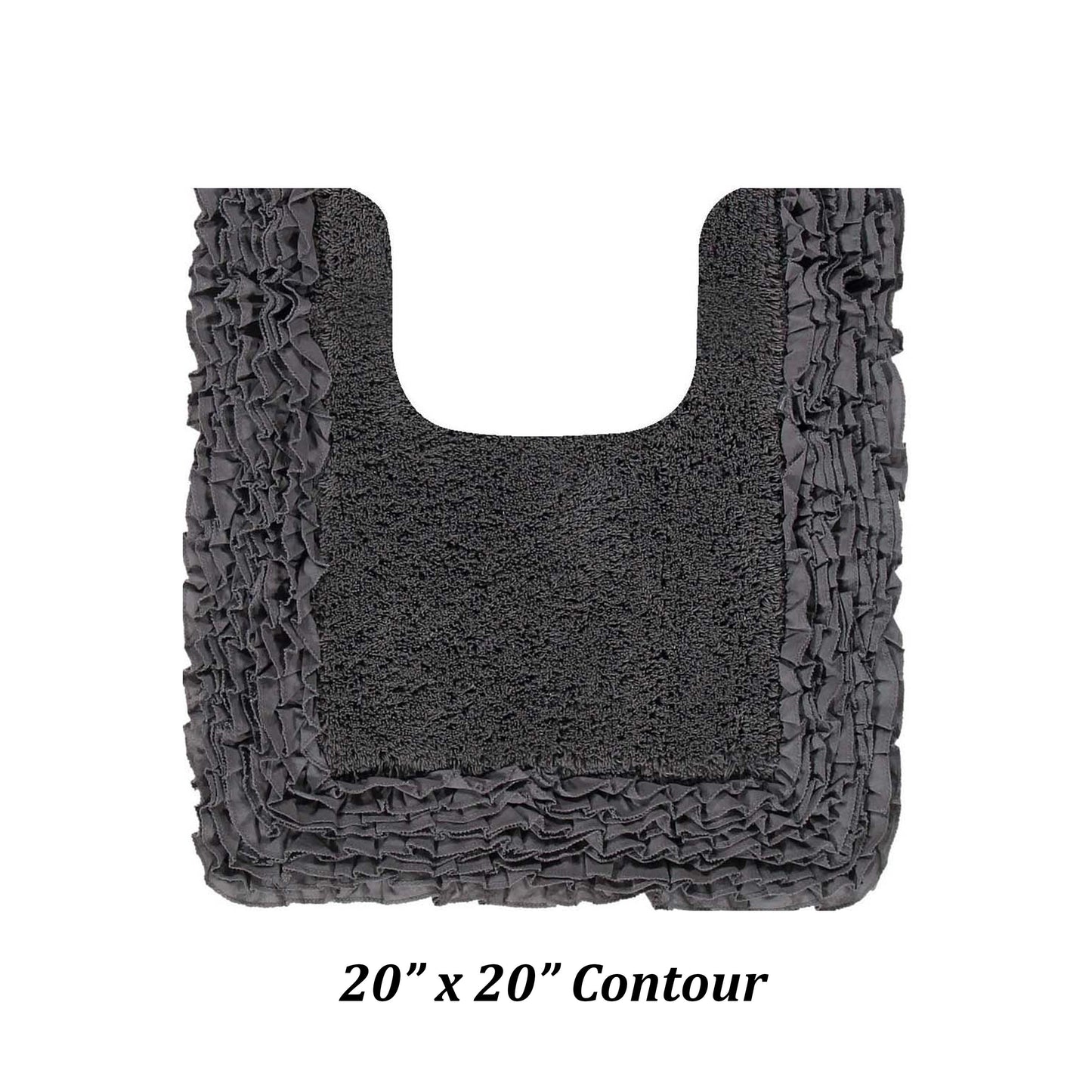 Better Trends 20" x 20" U-Shape Toilet Rug, 100% Cotton Bathroom Rug, Contour Mat, Water Absorbent, Non-Slip Bath Mat, Machine Washable, Gray Shaggy Border Collection