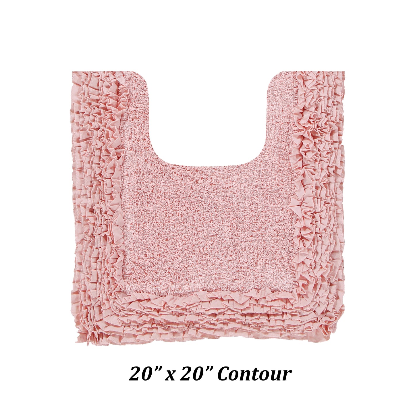 Better Trends 20" x 20" U-Shape Toilet Rug, 100% Cotton Bathroom Rug, Contour Mat, Water Absorbent, Non-Slip Bath Mat, Machine Washable, Pink Shaggy Border Collection