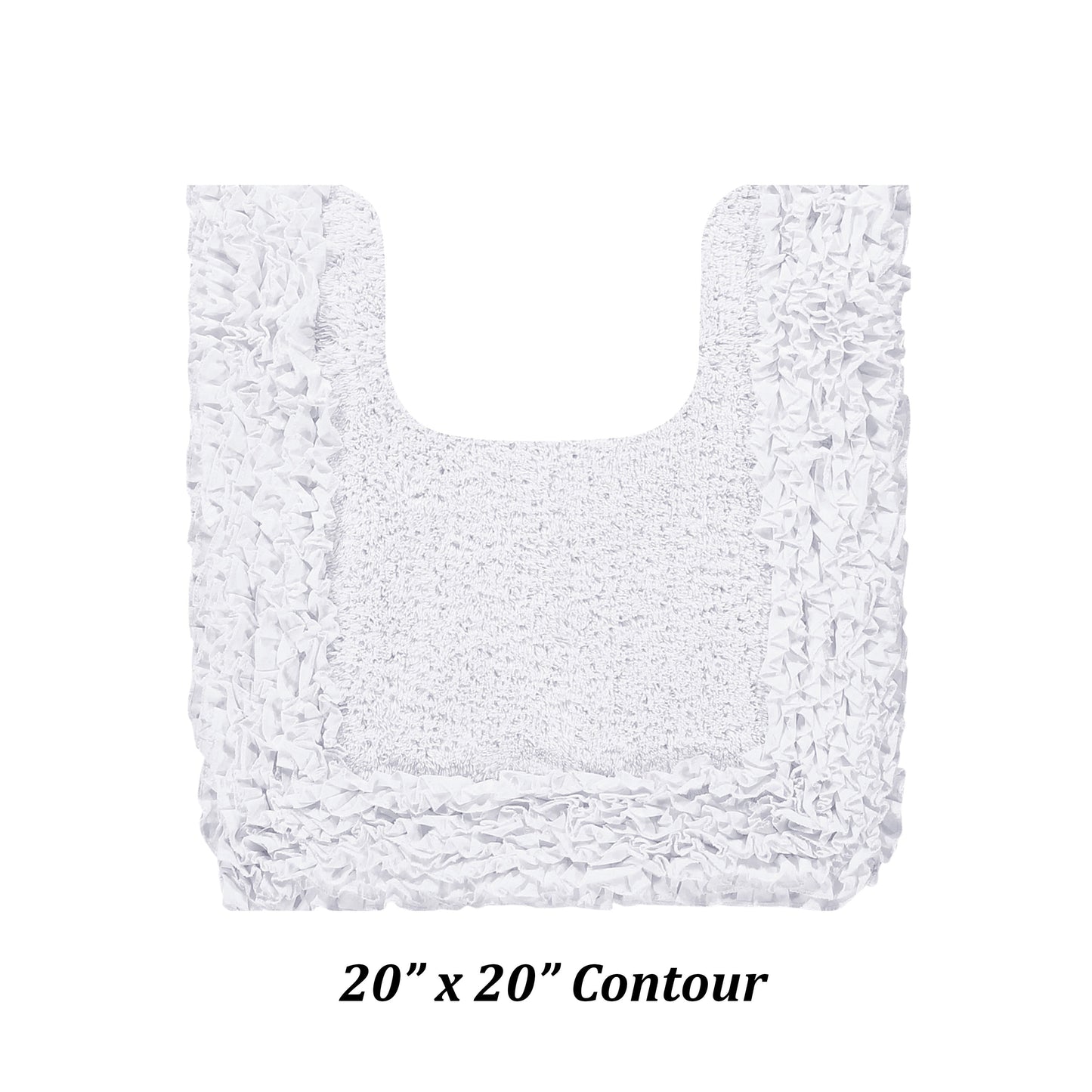 Better Trends 20" x 20" U-Shape Toilet Rug, 100% Cotton Bathroom Rug, Contour Mat, Water Absorbent, Non-Slip Bath Mat, Machine Washable, White Shaggy Border Collection