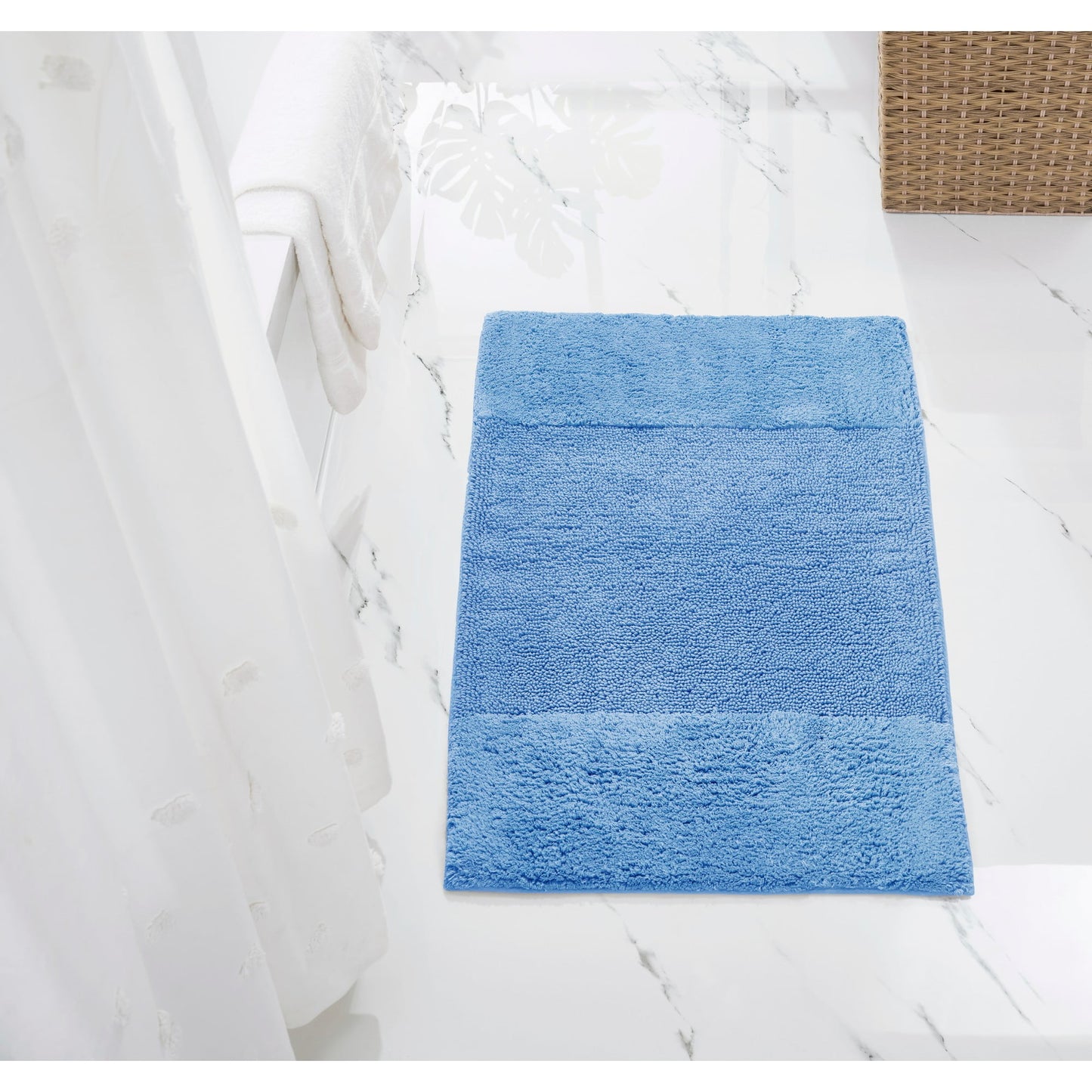 Better Trends 24" x 40" Bathroom Rug 100% Cotton, Soft Tufted Bath Mat, Water Absorbent & Non Slip Bath Rug (Dark Blue) Granada Collection