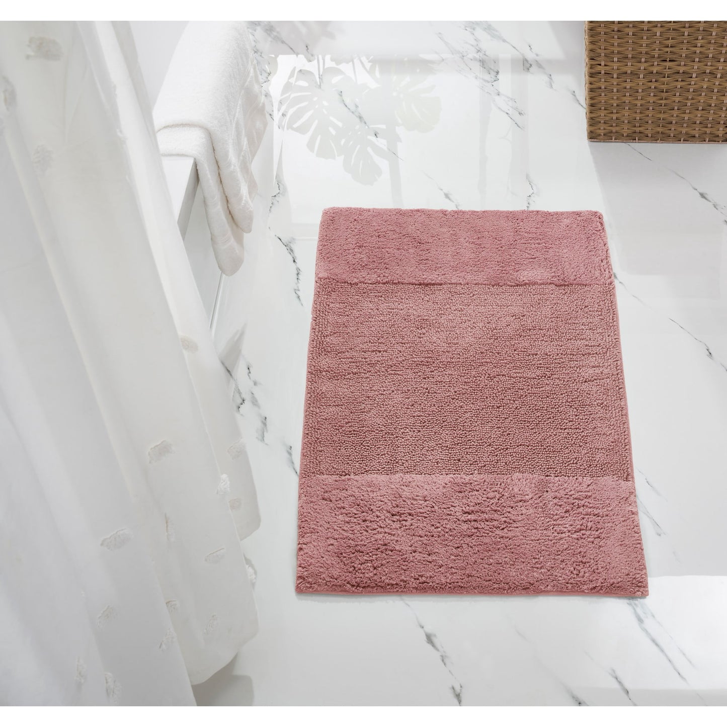 Better Trends 24" x 40" Bathroom Rug 100% Cotton, Soft Tufted Bath Mat, Water Absorbent & Non Slip Bath Rug (Pink) Granada Collection