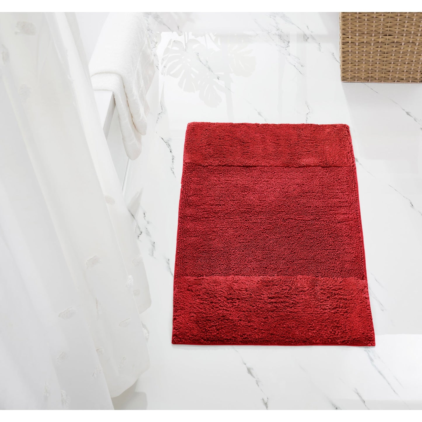 Better Trends 24" x 40" Bathroom Rug 100% Cotton, Soft Tufted Bath Mat, Water Absorbent & Non Slip Bath Rug (Red) Granada Collection
