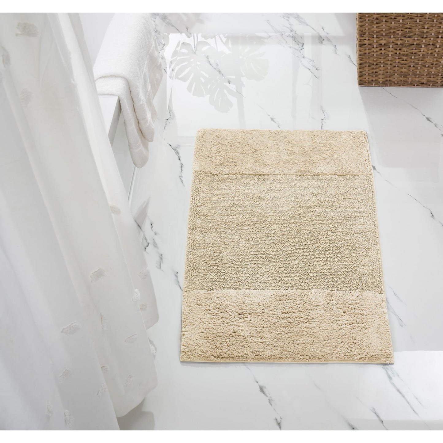 Better Trends 24" x 40" Bathroom Rug 100% Cotton, Soft Tufted Bath Mat, Water Absorbent & Non Slip Bath Rug (Sand) Granada Collection