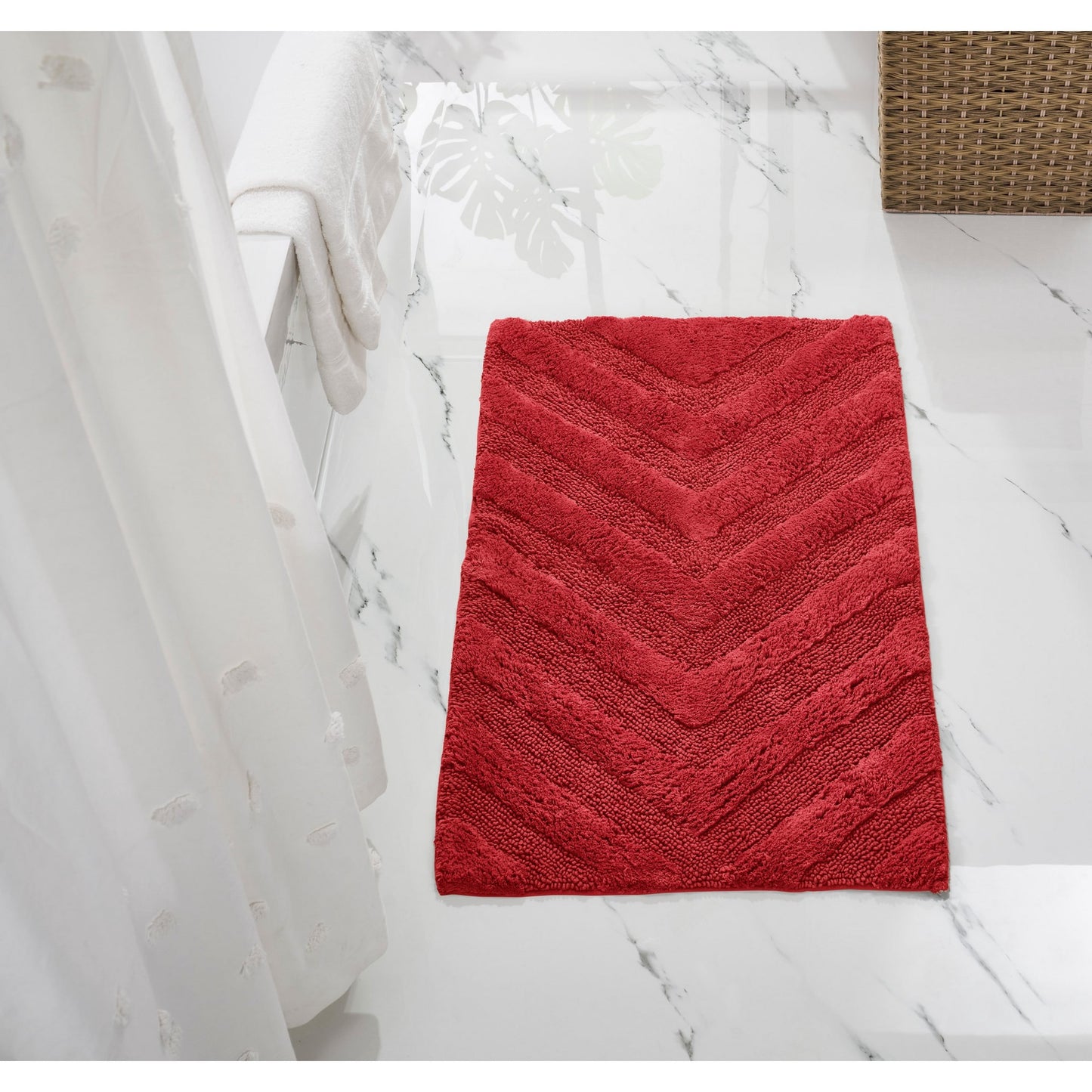 Better Trends 24" x 40" Bathroom Rugs 100% Cotton Soft Water Absorbent Non Slip Bath Mat Machine Washable Rug (Red) Hugo Collection