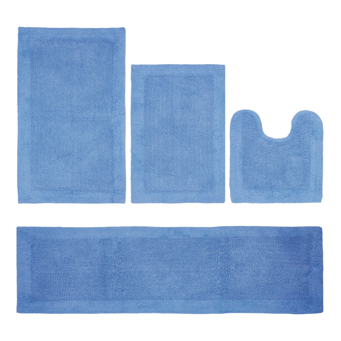 Better Trends 4 Piece Premium Bathroom Rug Set 100% Cotton Soft Tufted Bath Mat Water absorbent Reversible U shape Toilet Bath Rug Perfect for Bathroom, Shower and Bathtub Use, Sand - Edge Collection