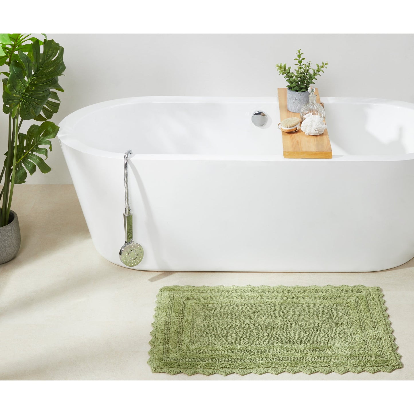 Better Trends 21" x 34" Bathroom Rug – 100% Cotton, Extra Soft Tufted Reversible Bath Mat, Water-Absorbent, Machine Washable (Sage) Lilly Crochet Collection
