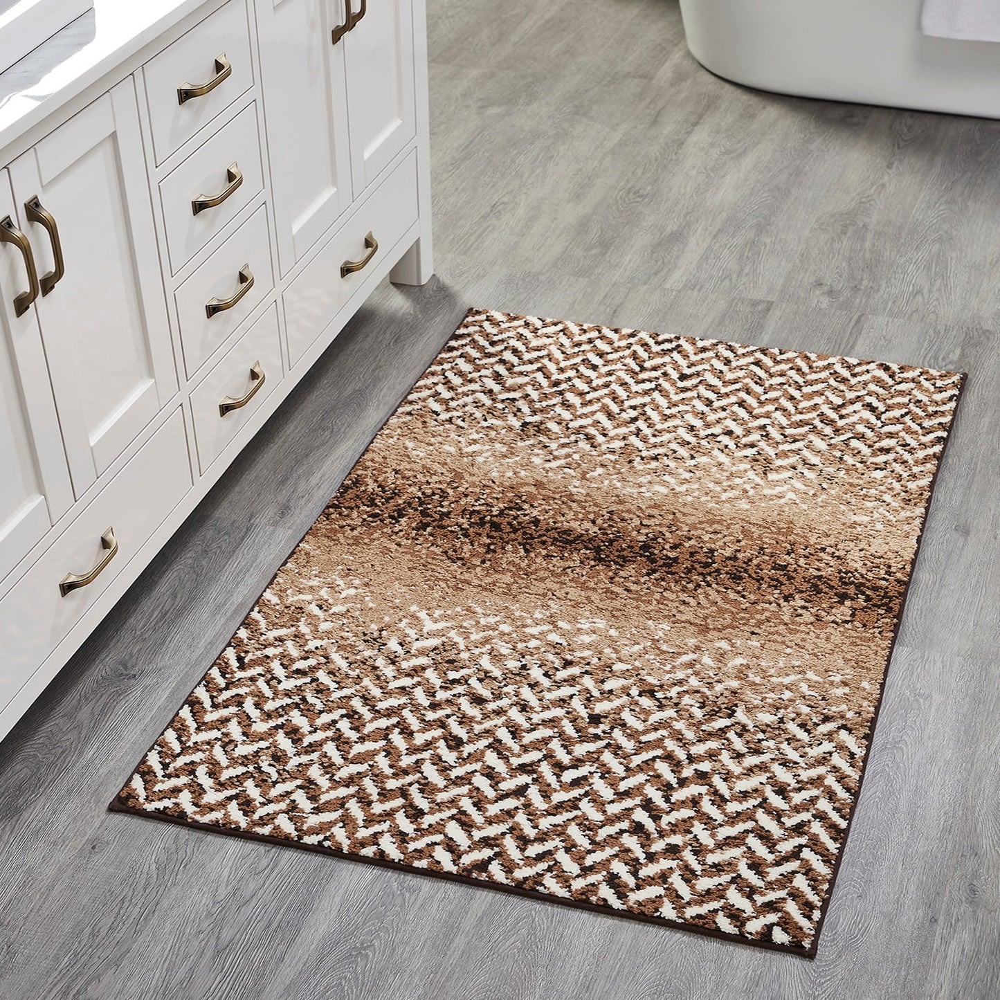 Better Trends Bath Rug 30†x 50†Bathroom Rug Mat Non-Slip Micro Polyester Bath Rugs for Bathroom Floor, Shower, Tub, Toilet Casablanca Collection - (Brown)