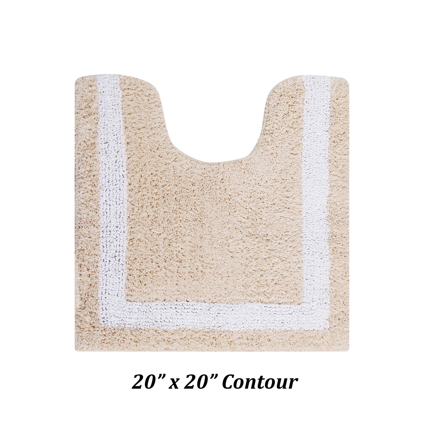Better Trends 20" x 20" U-Shape Toilet Rug 100% Cotton, Extra Soft Mat for Bathroom Floor Decor, Water Absorbent, Reversible Machine Washable, Contour Rug Hotel Multi Collection - Sand/White