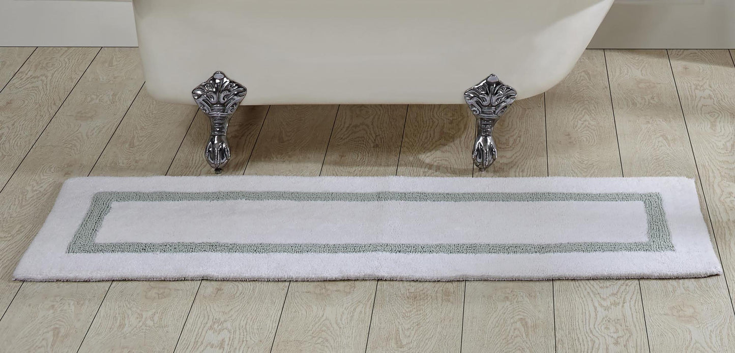 Better Trends 100% Cotton Bathroom Runner Rug Extra Soft Water Absorbent Reversible Machine Washable Mat for Bathroom Floor, Laundry Room 20" x 60" Hotel Collection - White/Blue
