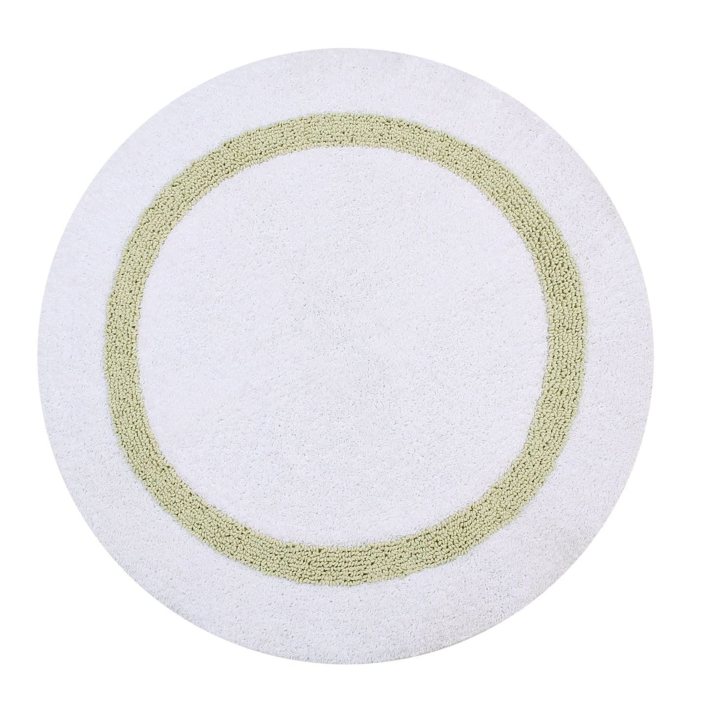 Better Trends 30'' Round Shape Bathroom Rug with Reversible Backing 100% Cotton Water Absorbent, Machine Washable Hotel Collection - White/Sage