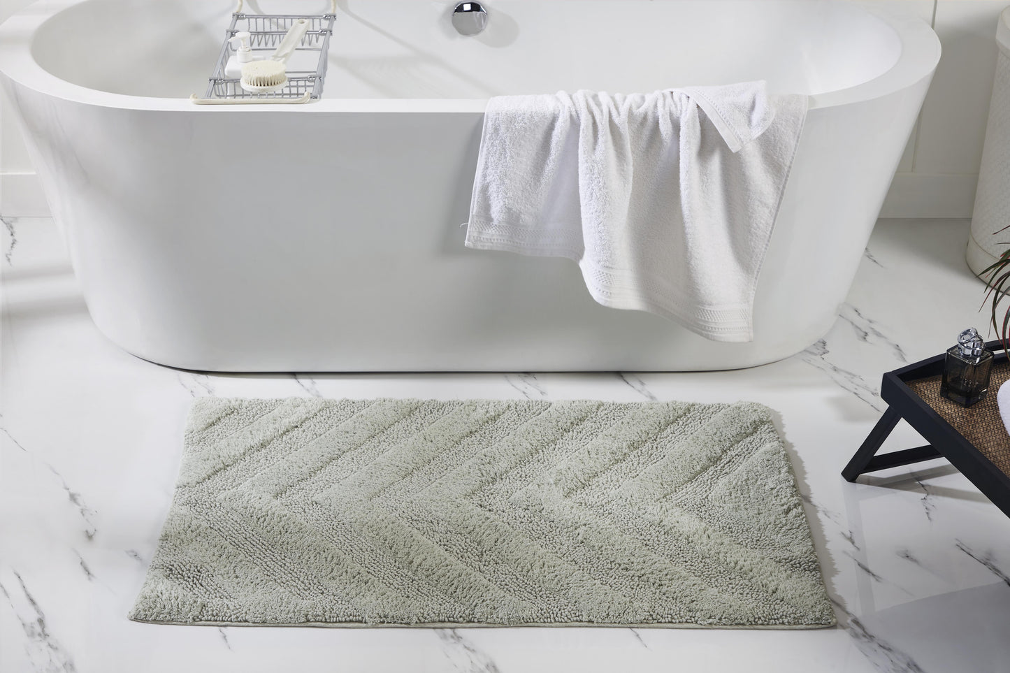 Better Trends 24" x 40" Bathroom Rugs 100% Cotton Soft Water Absorbent Non Slip Bath Mat Machine Washable Rug (Dark Sage) Hugo Collection