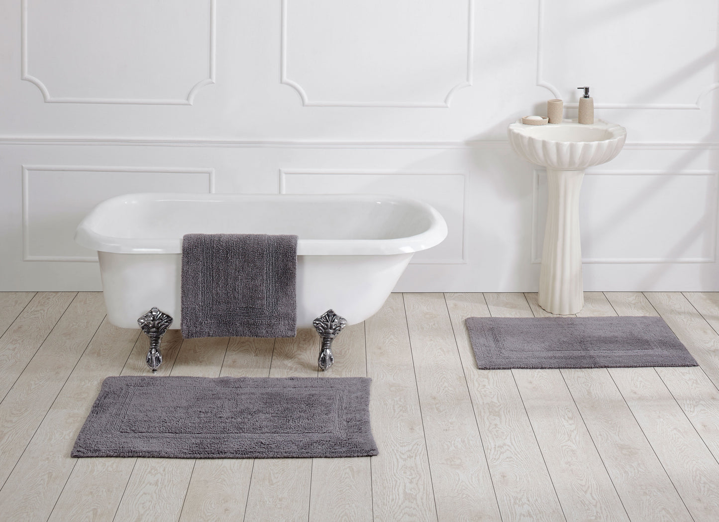 Better Trends Tapete de Baño Premium de 21" x 34", 100% Algodón, Tapete de Puerta Extra Suave con Borlas, Tapete de Baño Absorbente de Agua y Reversible (Gris) Colección Lux