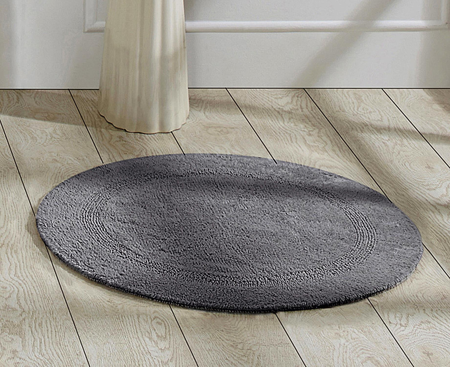 Better Trends Tapete Redondo para Baño de 30" de Diámetro, Tapete de Baño Elegante y Reversible, Algodón Extra Suave para Máxima Comodidad, Absorbente, Ideal para Baños Medios y Tocadores, (Gris) Colección Lux