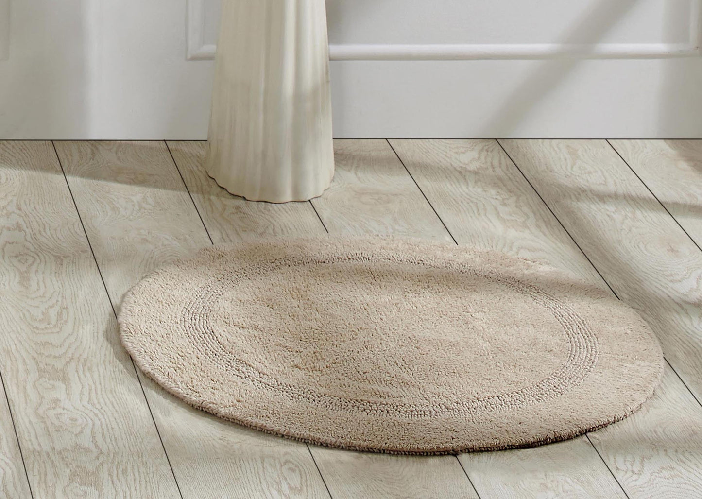 Better Trends Tapete Redondo para Baño de 30" de Diámetro, Tapete de Baño Elegante y Reversible, Algodón Extra Suave para Máxima Comodidad, Absorbente, Ideal para Baños Medios y Tocadores, Colección (Sand) Lux