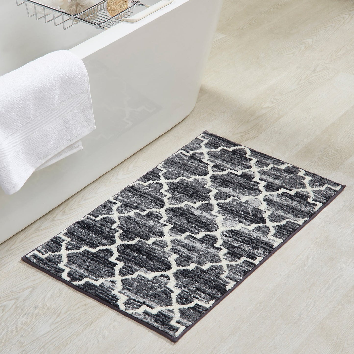 Better Trends Tapete Rectangular para Baño de 24" x 40", 100% Algodón, Suave, Absorbente de Agua, Tapete Antideslizante, Lavable a Máquina, Tapetes para Baño, Tocador, Ducha, Tina – Colección Savio - Gris