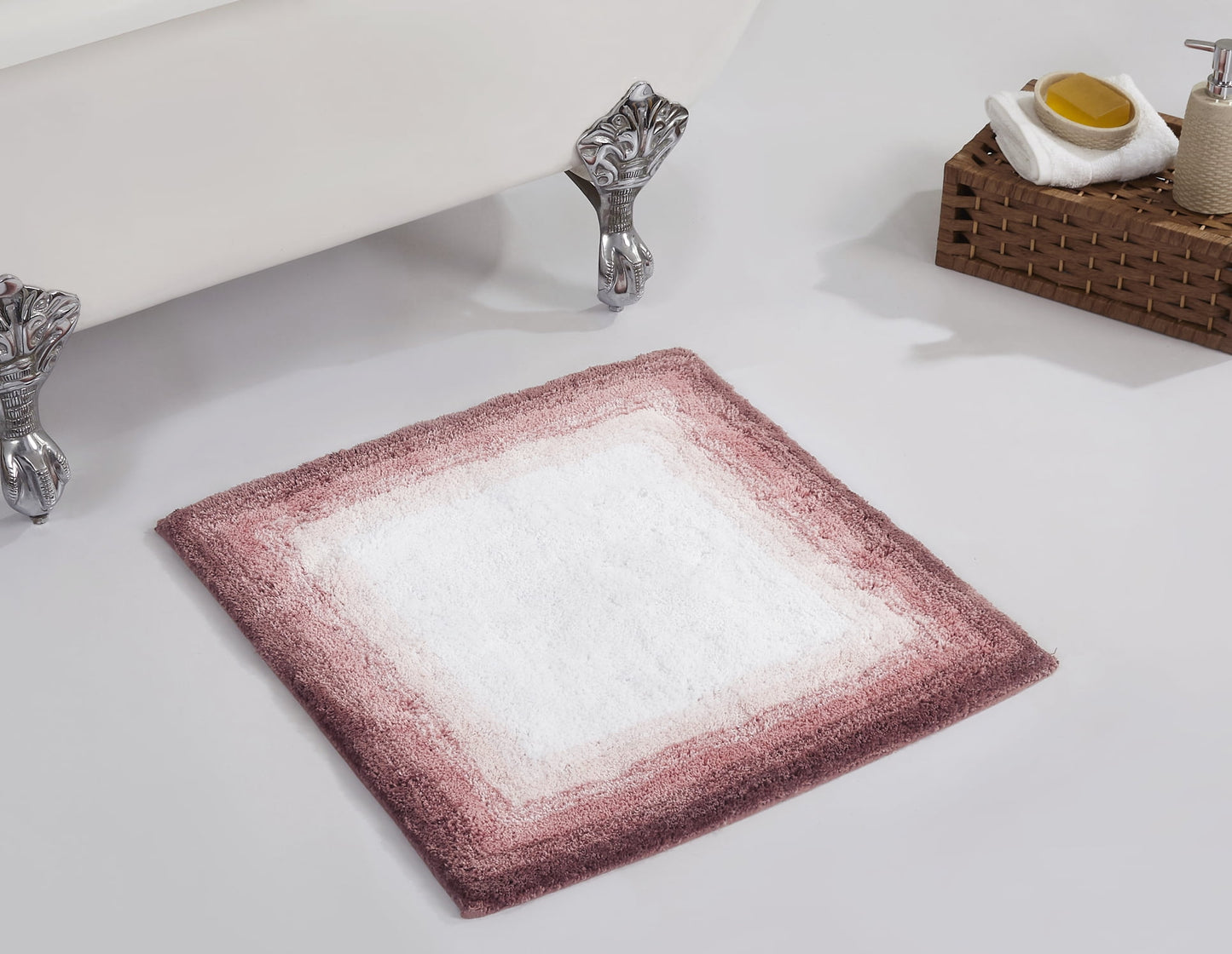 Better Trends Tapete de Baño Cuadrado 24" x 24", Tapete de Baño Antideslizante 100% Algodón, Absorbente de Agua, Tapete de Baño Lavable a Máquina, Rosa - Colección Torrent