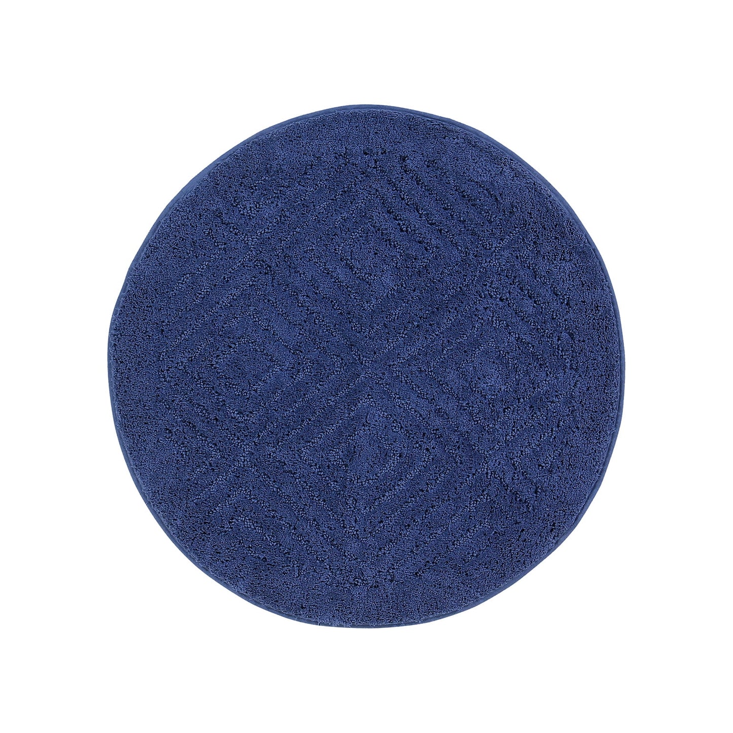 Better Trends Round Bath Mat, 30" Diameter, 100% Cotton Water Absorbent, Ideal for Half Baths and Powder Rooms, Machine Washable Trier Collection (Blue)