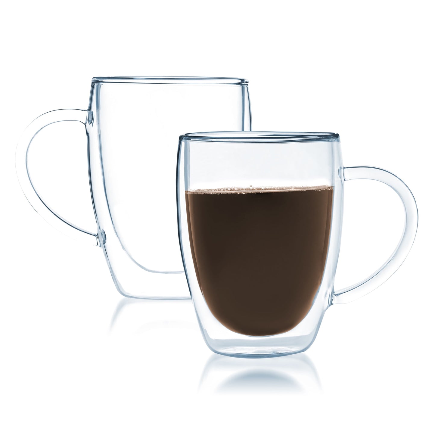 Bistro Mug with Handle from JavaFly, Double Walled Thermo Glass Cup, Set of 2 - 12oz