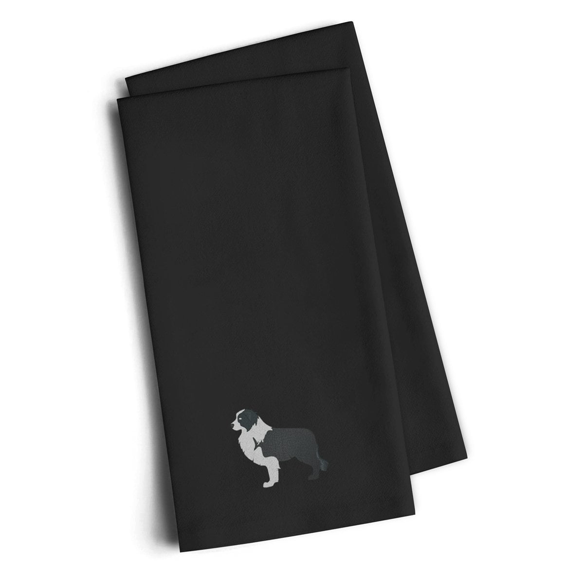 Black Border Collie Black Embroidered Towel Set of 2