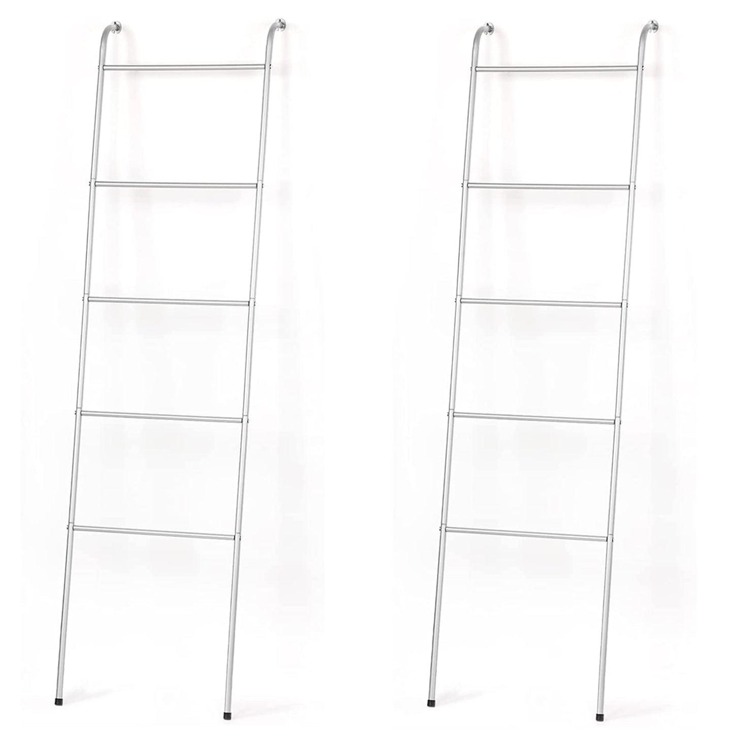 Blanket Ladder Bathroom Towel Holder Decorative Towel Rack 5 Tier Blanket Holder Silver, 2 Pack