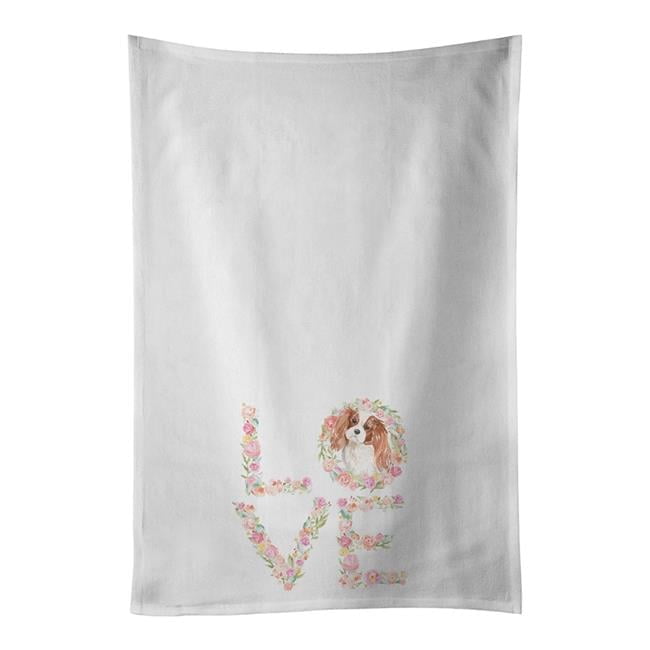 Blenhiem Cavalier Spaniel Love White Kitchen Towel Set of 2 Dish Towels 19 in x 28 in