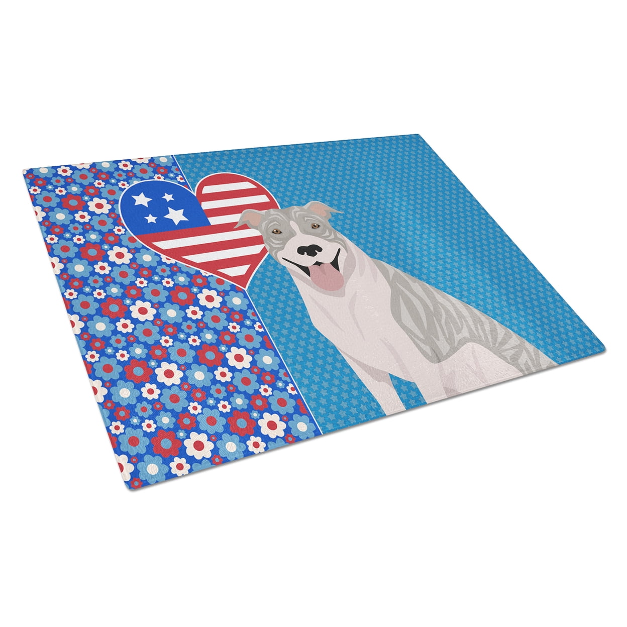 Blue Brindle Pit Bull Terrier Glass Cutting Board Large 12 in x 15 in