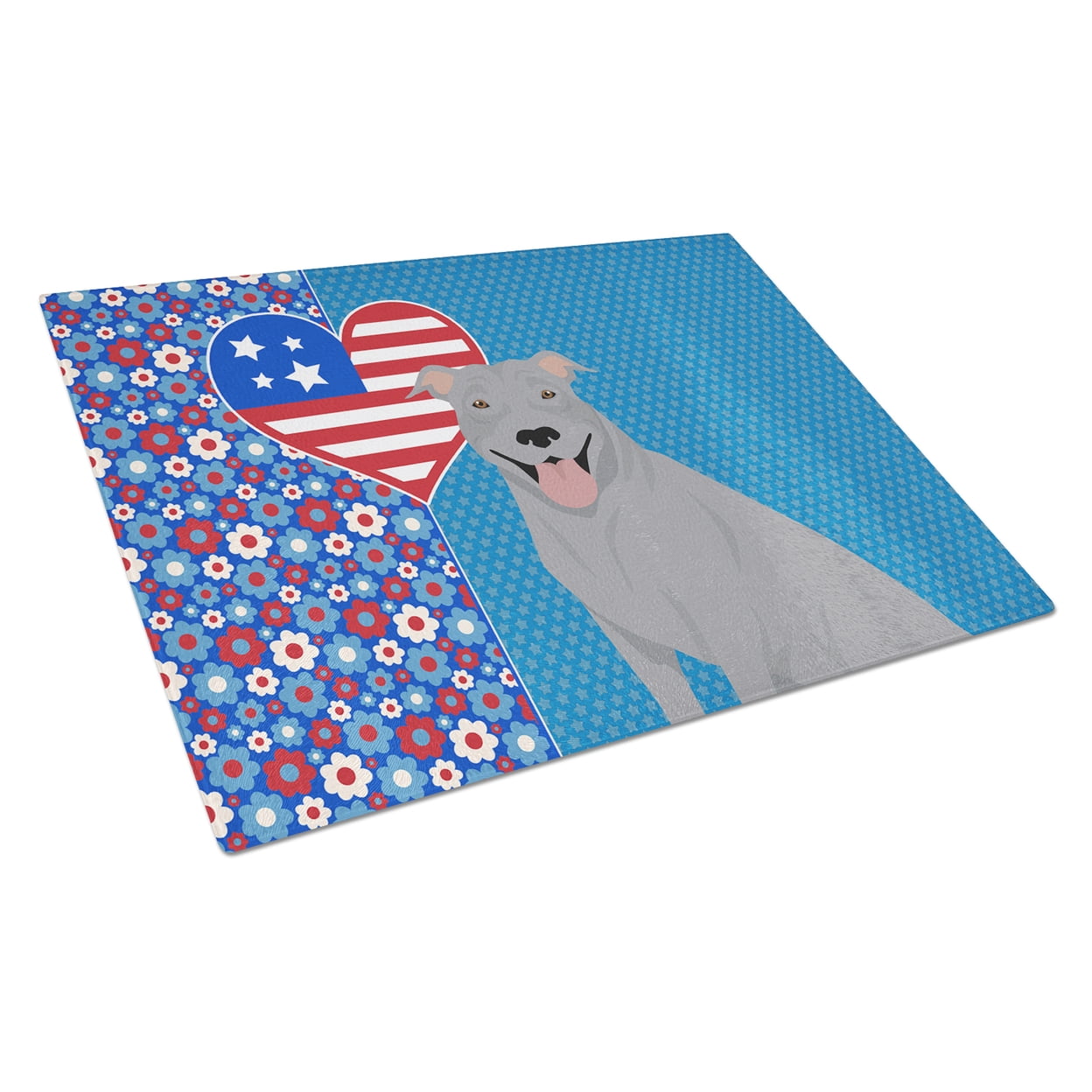 Blue Pit Bull Terrier Glass Cutting Board Large 12 in x 15 in