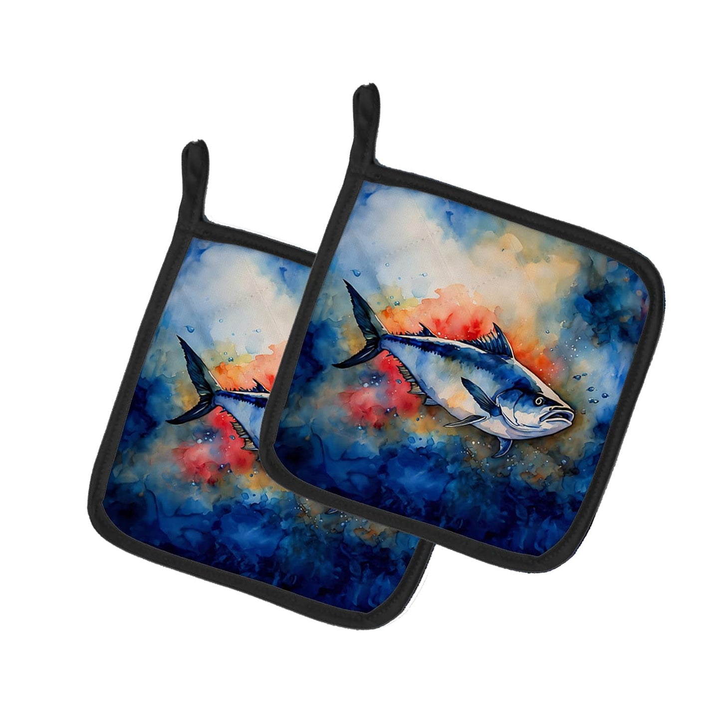Bluefin Tuna Pair of Pot Holders 7.5 in x 7.5 in