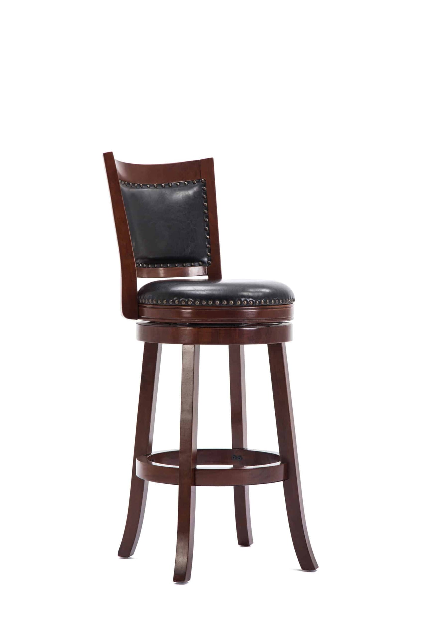 Boraam Bristol 29in. High Back Swivel Wood Bar Stool, Cherry