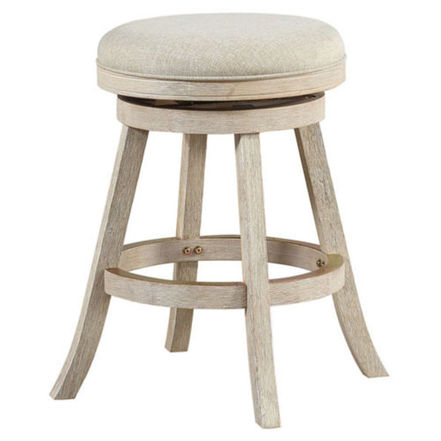 Boraam Fenton Taburete Giratorio de Madera y Lino sin Respaldo de 24" - Cepillo de Alambre Marfil