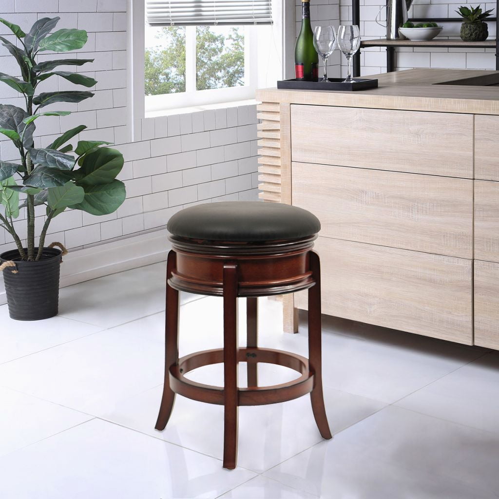 Boraam Magellan 24in. Backless Swivel Wood Counter Stool - Brandy Finish