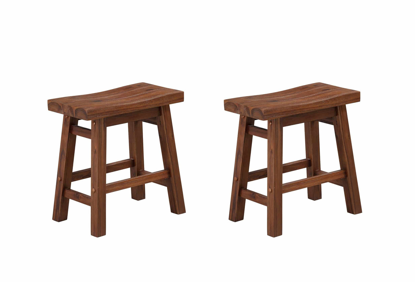 Boraam Sonoma 18-Inch Dining Height Backless Saddle Wood Dining Stool, Chestnut Wire-Brush Finish, Set of 2