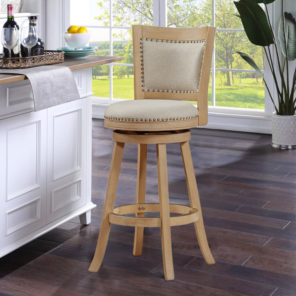 Boraam Melrose Bar Stool in Driftwood Wire-Brush and Ivory