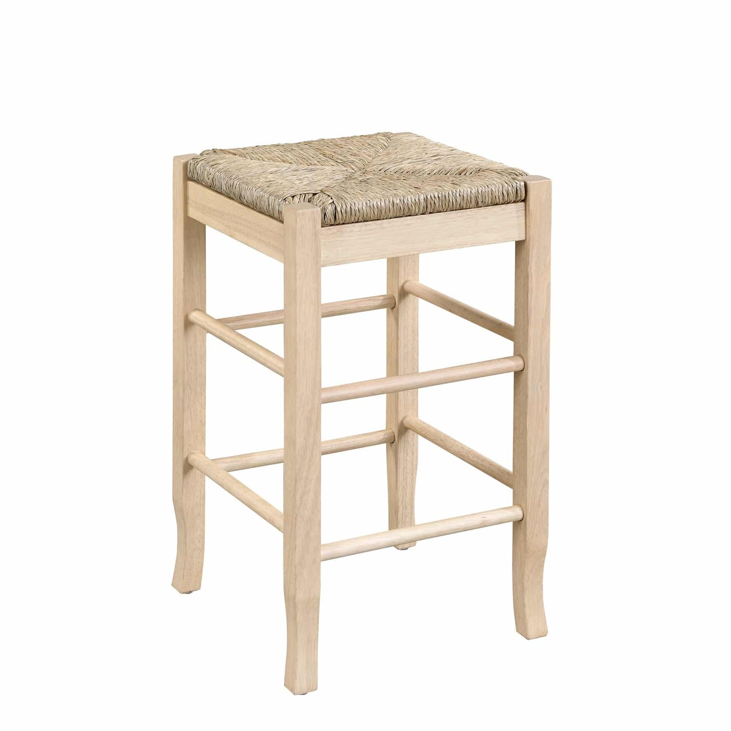 Boraam Wood Square Rush Backless Counter Stool in Blonde Oak Finish