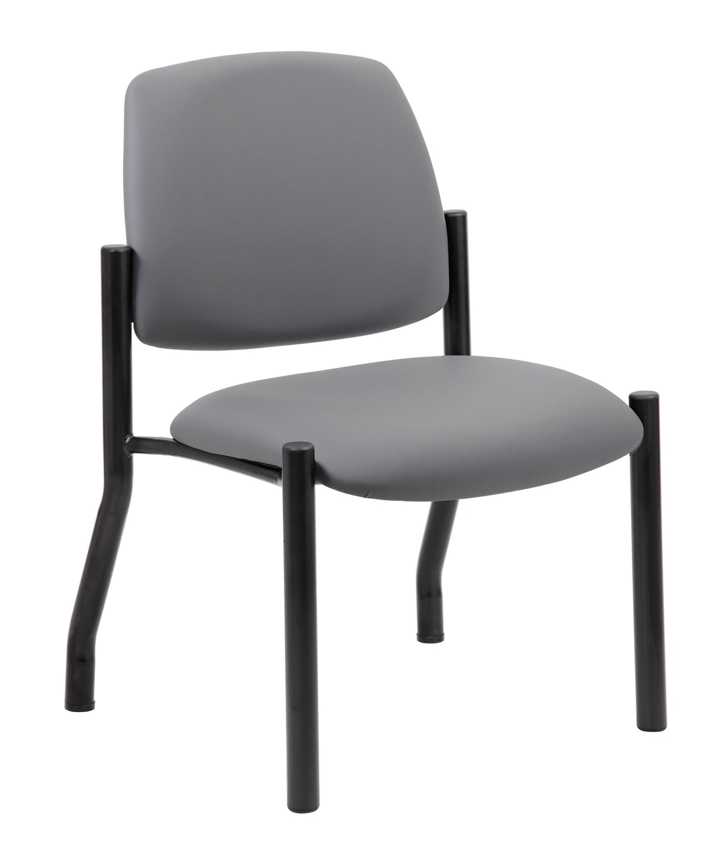 Boss Office Products Armless Vinyl & Steel Guest Chair, 300-lb. Capacity, Gray/Black