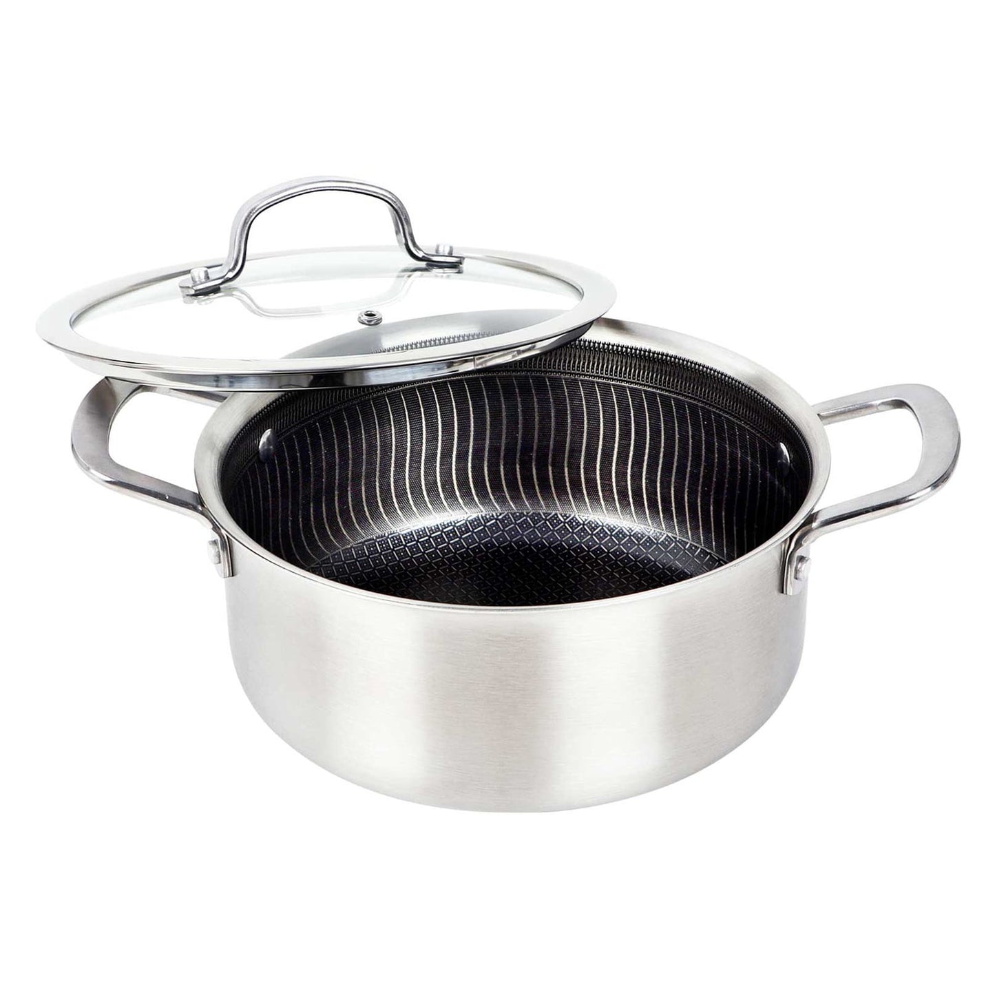 Brentwood 3-Ply Hybrid Non-Stick Stainless Steel Dutch Oven with Tempered Glass Lid (4 Qt.), B-DUH22LPT