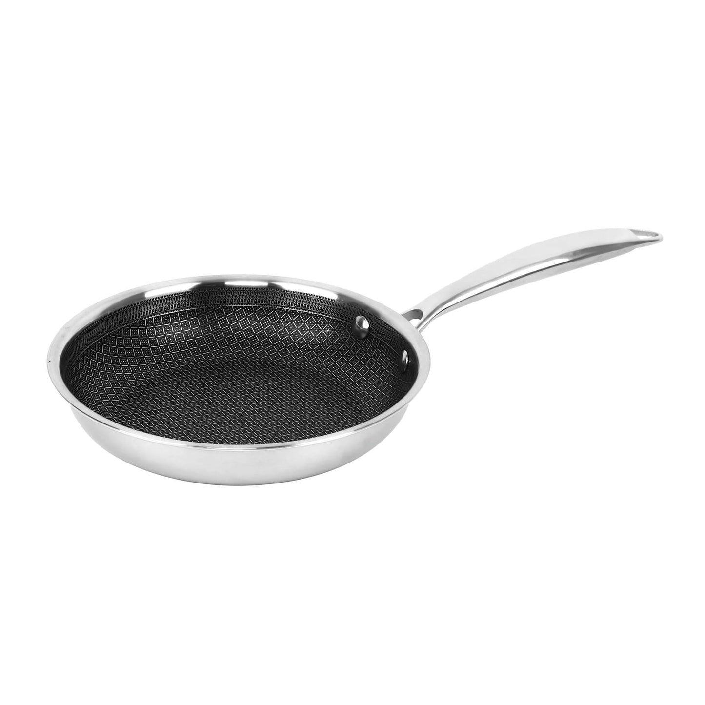 Brentwood B-FH20, 3 - Ply Hybrid Nonstick Induction Ready Frying Pan Stainless Steel, 8 inch
