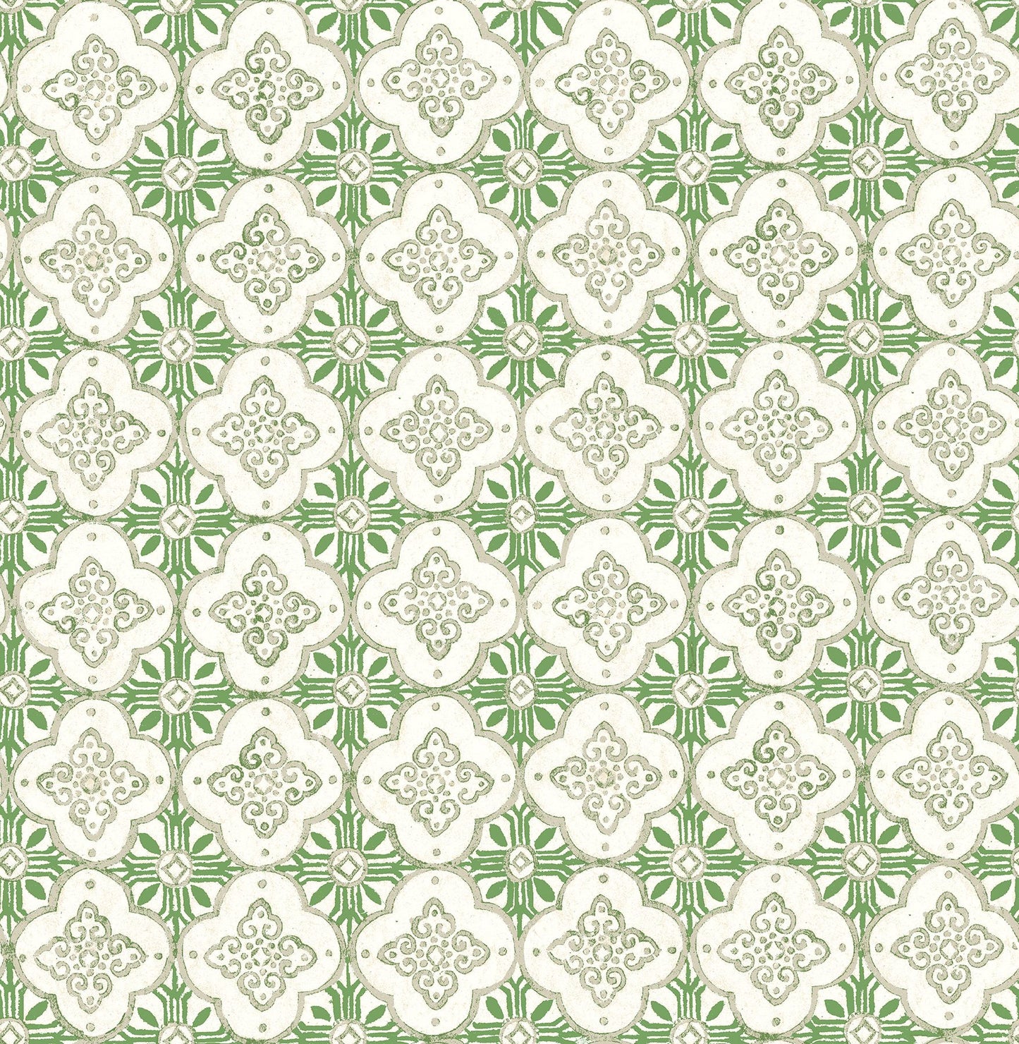 Brewster Seville Green Geometric Tile Wallpaper