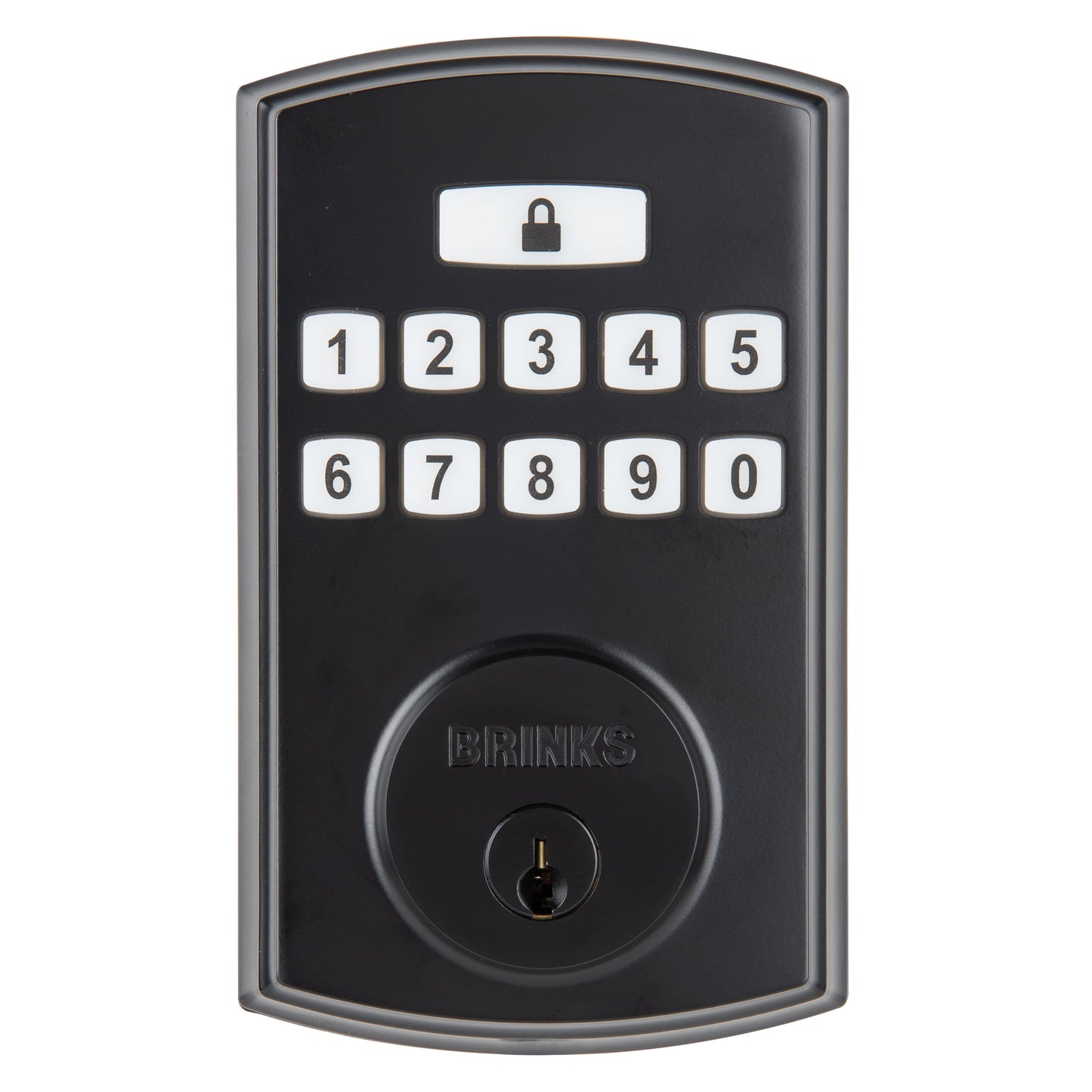 Brinks Cerradura de Cerrojo de Cilindro Simple con Teclado Electrónico y Pro-Guard, Acabado Negro Mate