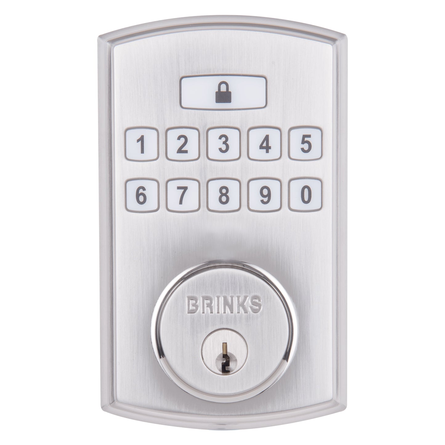 Brinks Cerradura de Cerrojo de un Solo Cilindro con Teclado Electrónico y Pro-Guard, Acabado NÃquel Satinado