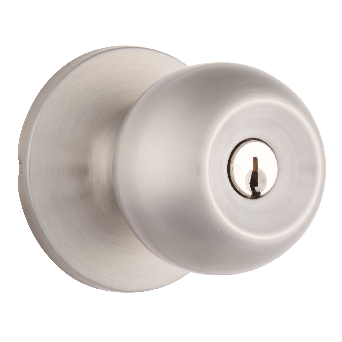 Brinks Keyed Entry Classic Ball Style Doorknob, Satin Nickel Finish
